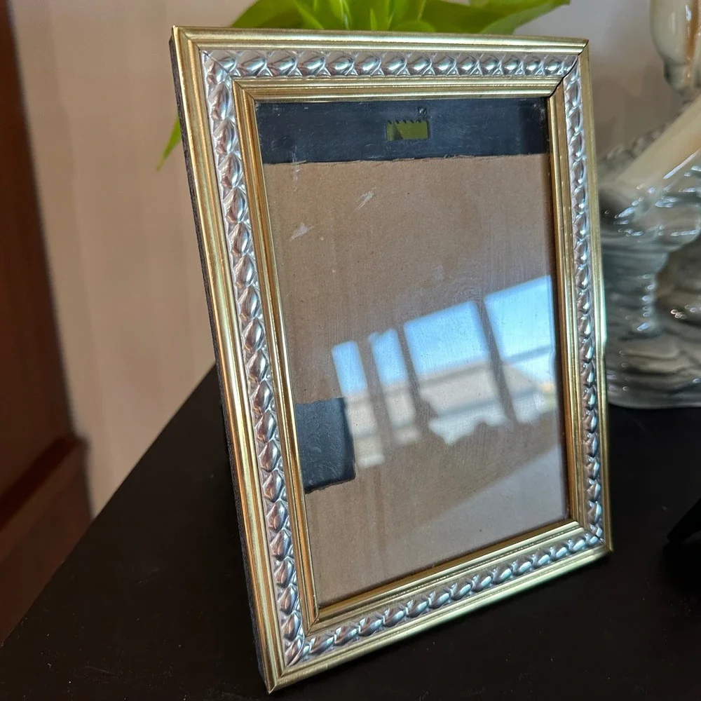 VTG 90's Picture Frame Set 2 Gold Silver Textured 5x7 2x3 Cottagecore Grannycore